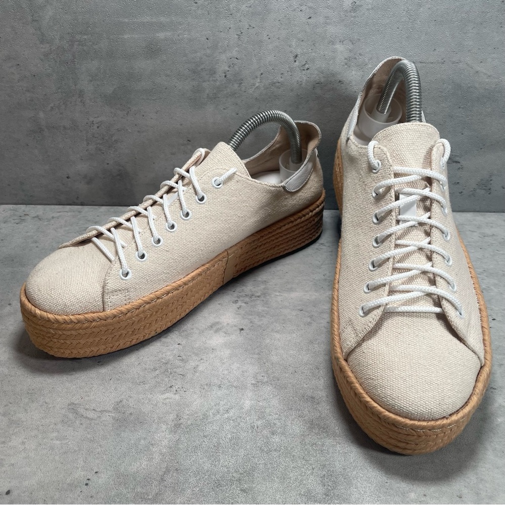 NEW Schutz Clover Espadrille Platform Shoes Womens Sneaker White Tan Size 10B